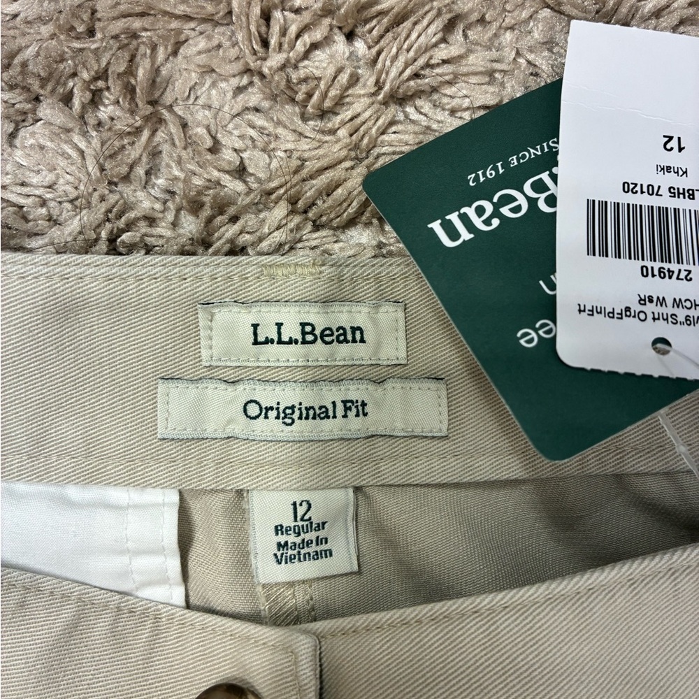 NWT L.L. Bean beige khaki denim high waisted Cotton casual shorts ladies size 12 - Picture 5 of 6